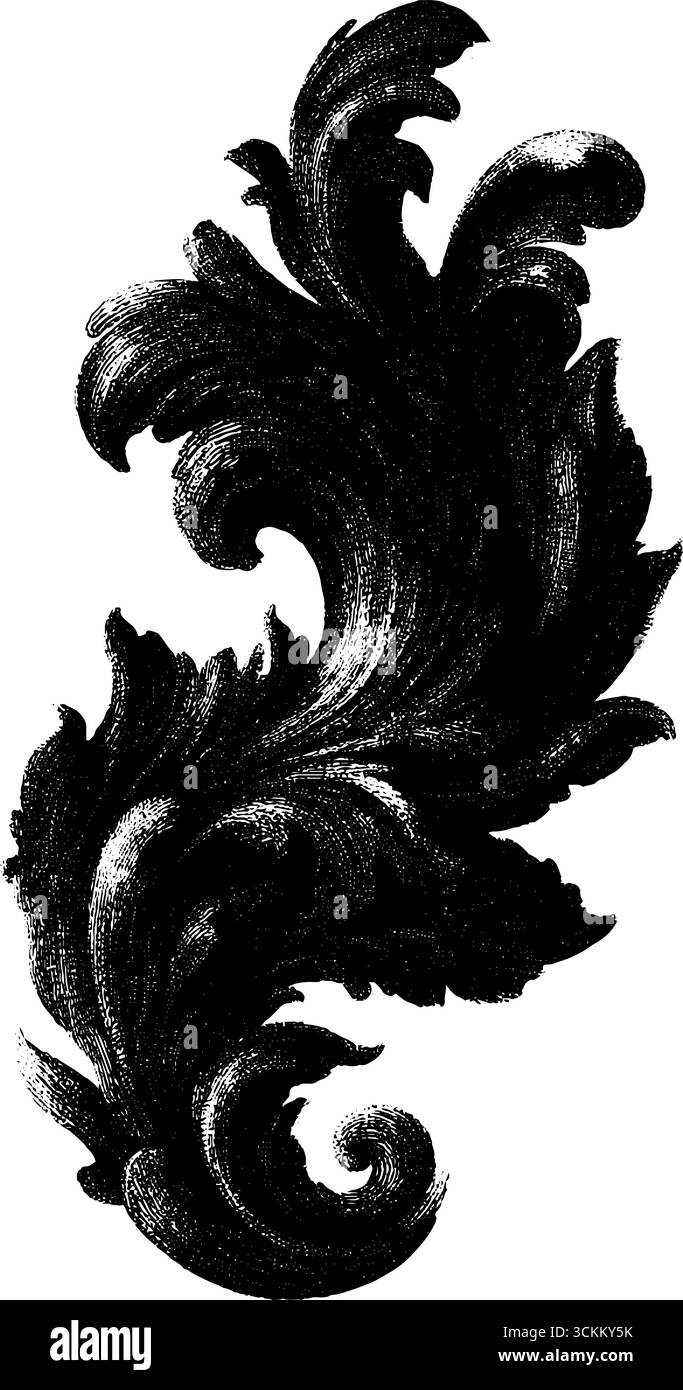 Illustrazione in bianco e nero astratto ornata per un design e una decorazione vintage. Illustrazione Vettoriale