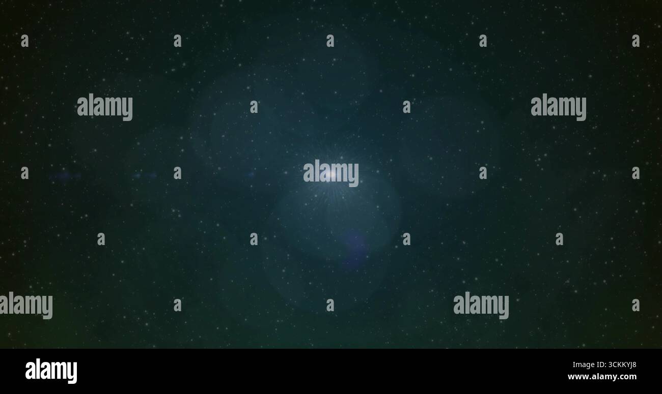 Stelle centrali luminose che emettono bagliori radiali negli spazi più profondi, con anelli luminosi Foto Stock