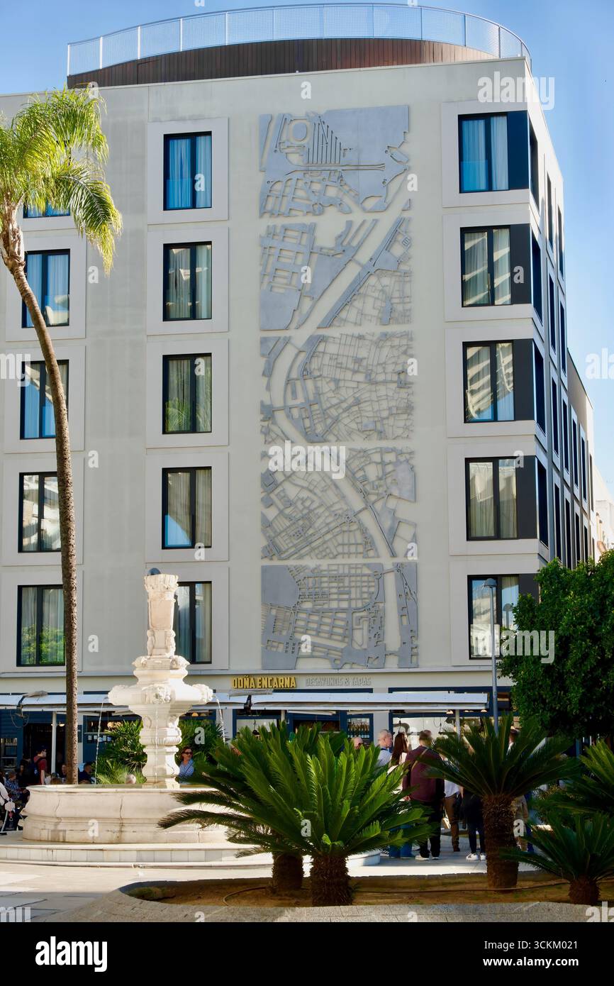 Hotel abba Sevilla a 4 stelle con una mappa stradale in metallo trafilato Plaza de la Encarnación 24 Siviglia Andalusia Spagna Europa Foto Stock
