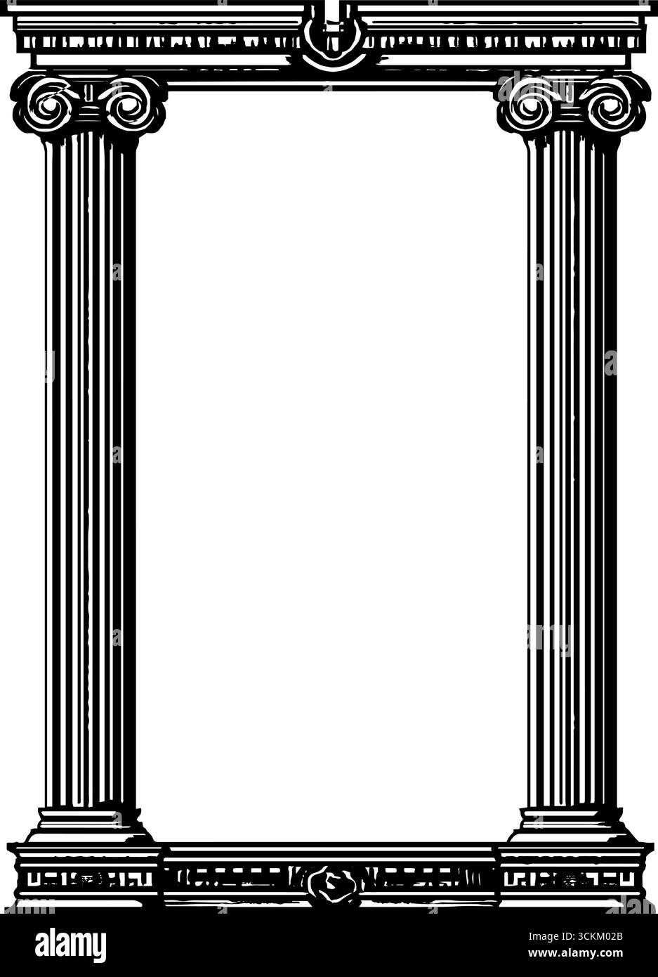 Elegante cornice architettonica con colonne stilizzate per un design e un arredamento vintage. Illustrazione Vettoriale