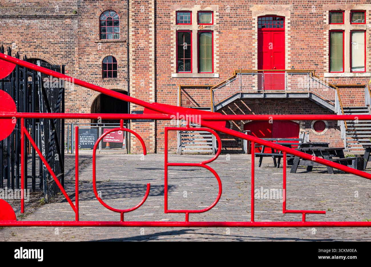 Cancello d'ingresso della BCN presso il National Mining Museum, Newtongrange, Midlothian, Scozia, Regno Unito Foto Stock
