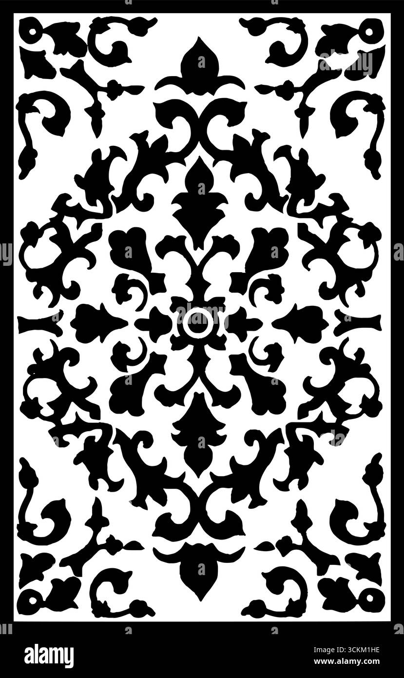 Pannelli decorativi con silhouette floreale per un arredamento vintage. Illustrazione Vettoriale