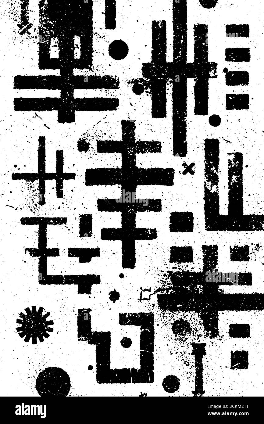 Segni rituali fluttuanti astratti su sfondo vintage retrò per il design. Illustrazione Vettoriale