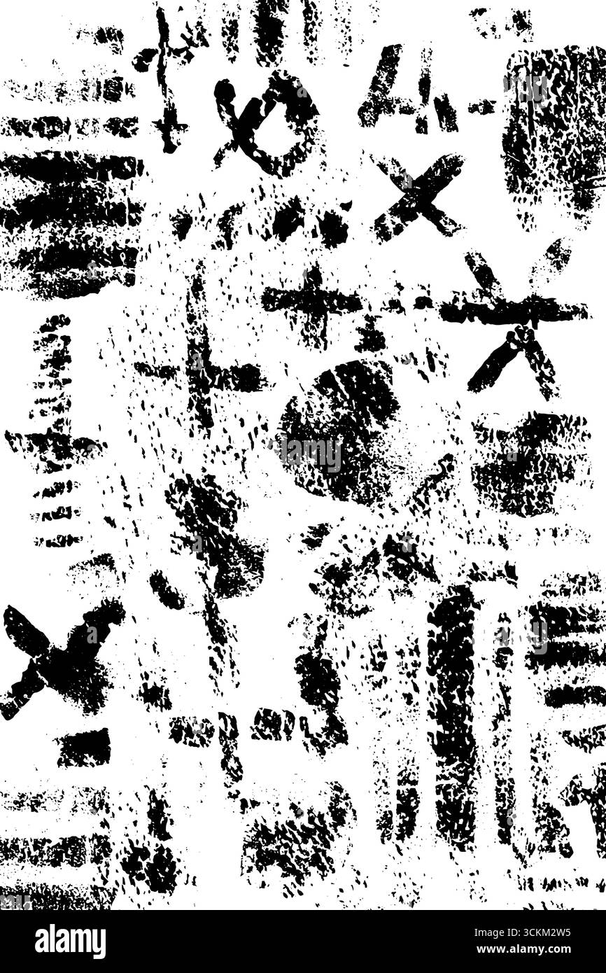 Simboli di disegno astratto in grotta in bianco e nero per la progettazione artistica e l'uso dello sfondo. Illustrazione Vettoriale