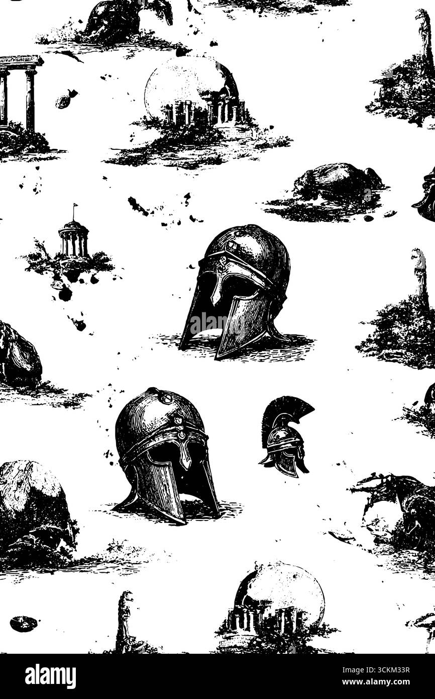 Sfondo vintage astratto con caschi e olive per ispirare il design. Illustrazione Vettoriale