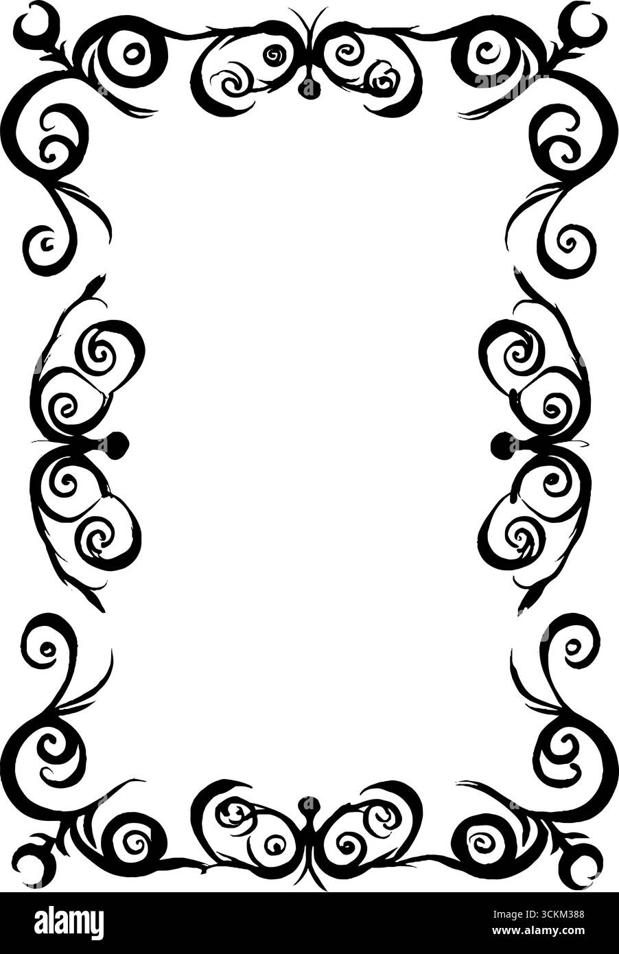 Cornice ornamentale vintage con motivi a vite ondulate per design e decorazione. Illustrazione Vettoriale