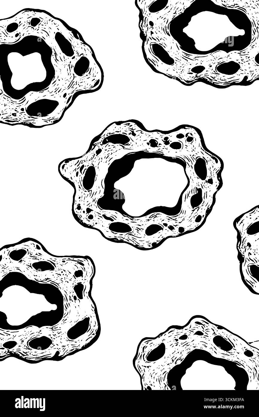 Modello astratto di nuclei cellulari per l'arte scientifica e la progettazione. Illustrazione Vettoriale