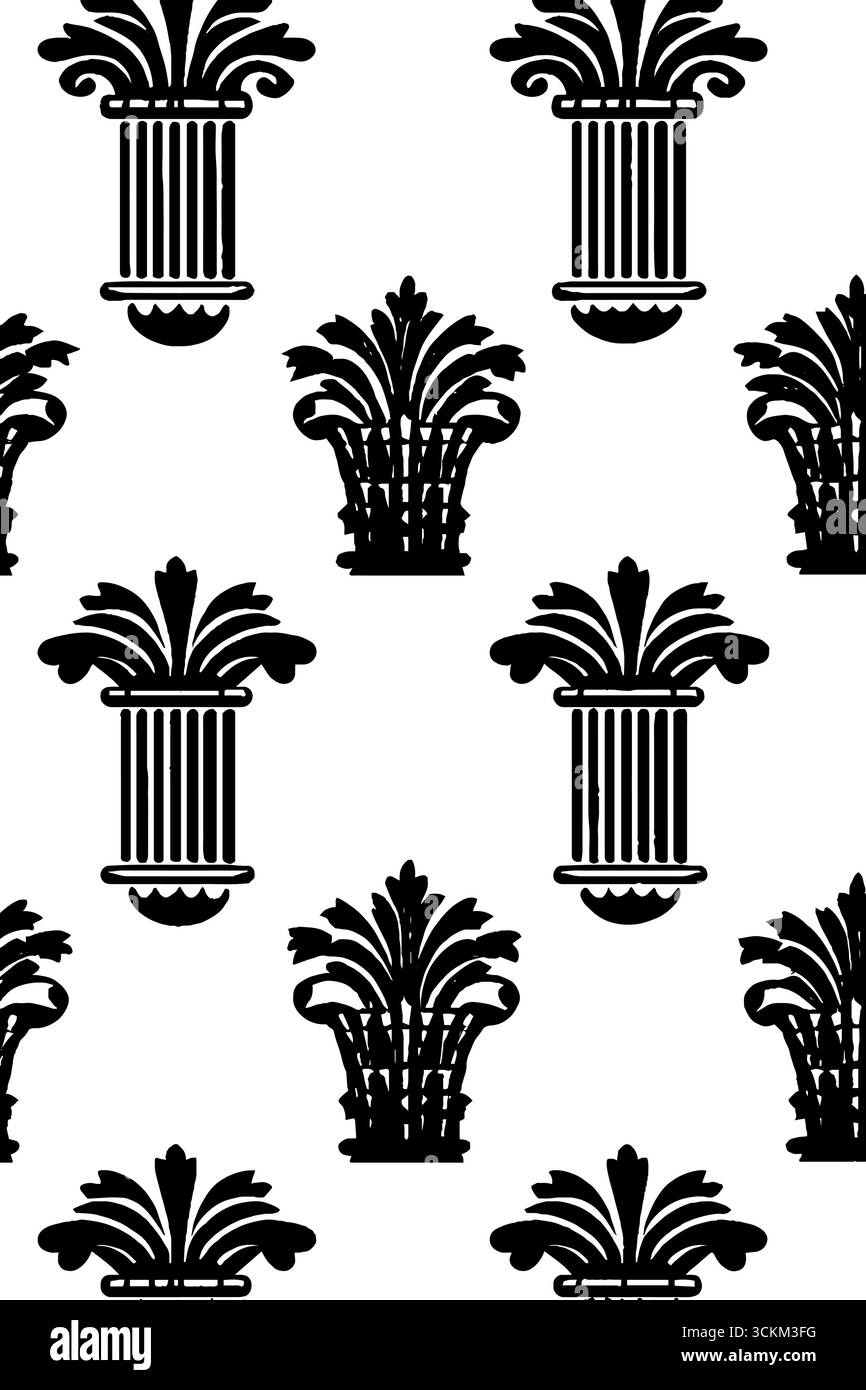 Modello astratto di simboli antichi pilastri per design retrò e sfondi artistici. Illustrazione Vettoriale