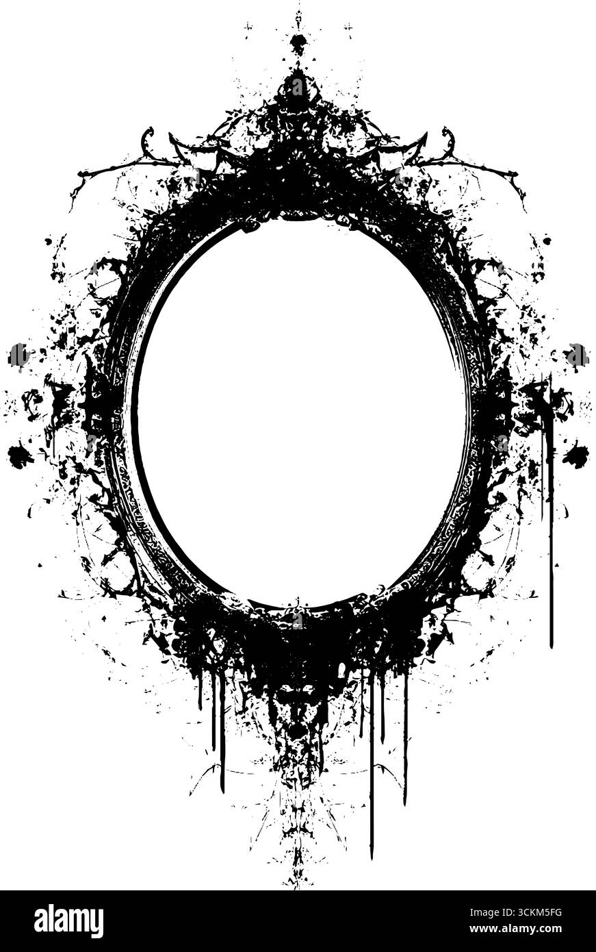 Cornice astratta con simboli funerari e design gotico decaduto per progetti creativi. Illustrazione Vettoriale