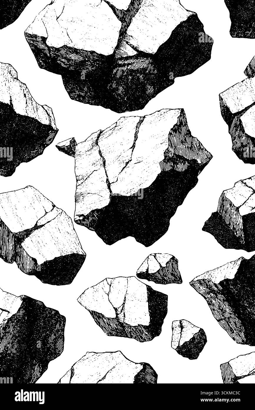 Schema astratto di blocchi di roccia ignea per sfondi artistici. Illustrazione Vettoriale