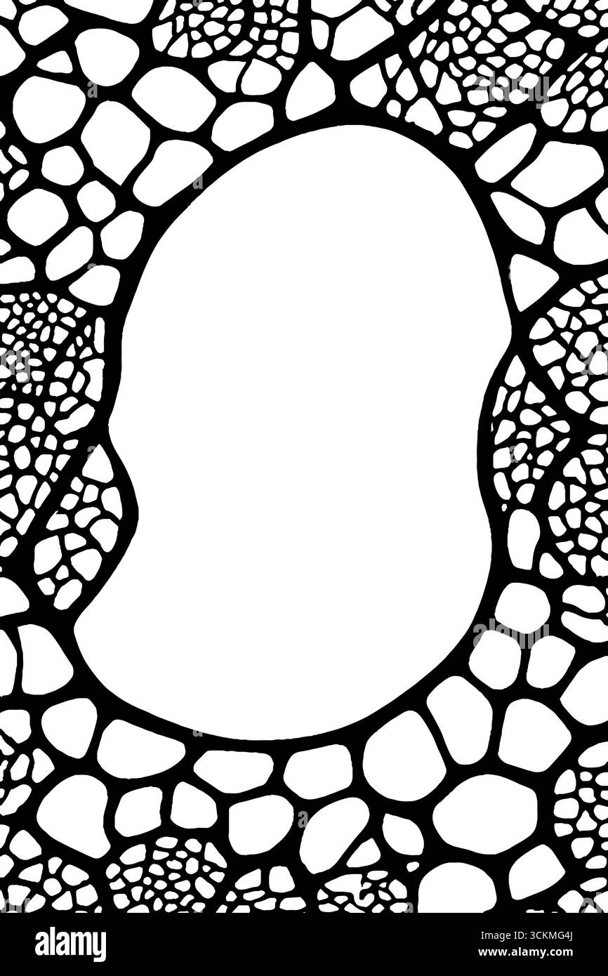 I segmenti di cellule biologiche astratte costituiscono una cornice per progetti artistici scientifici e creativi. Illustrazione Vettoriale