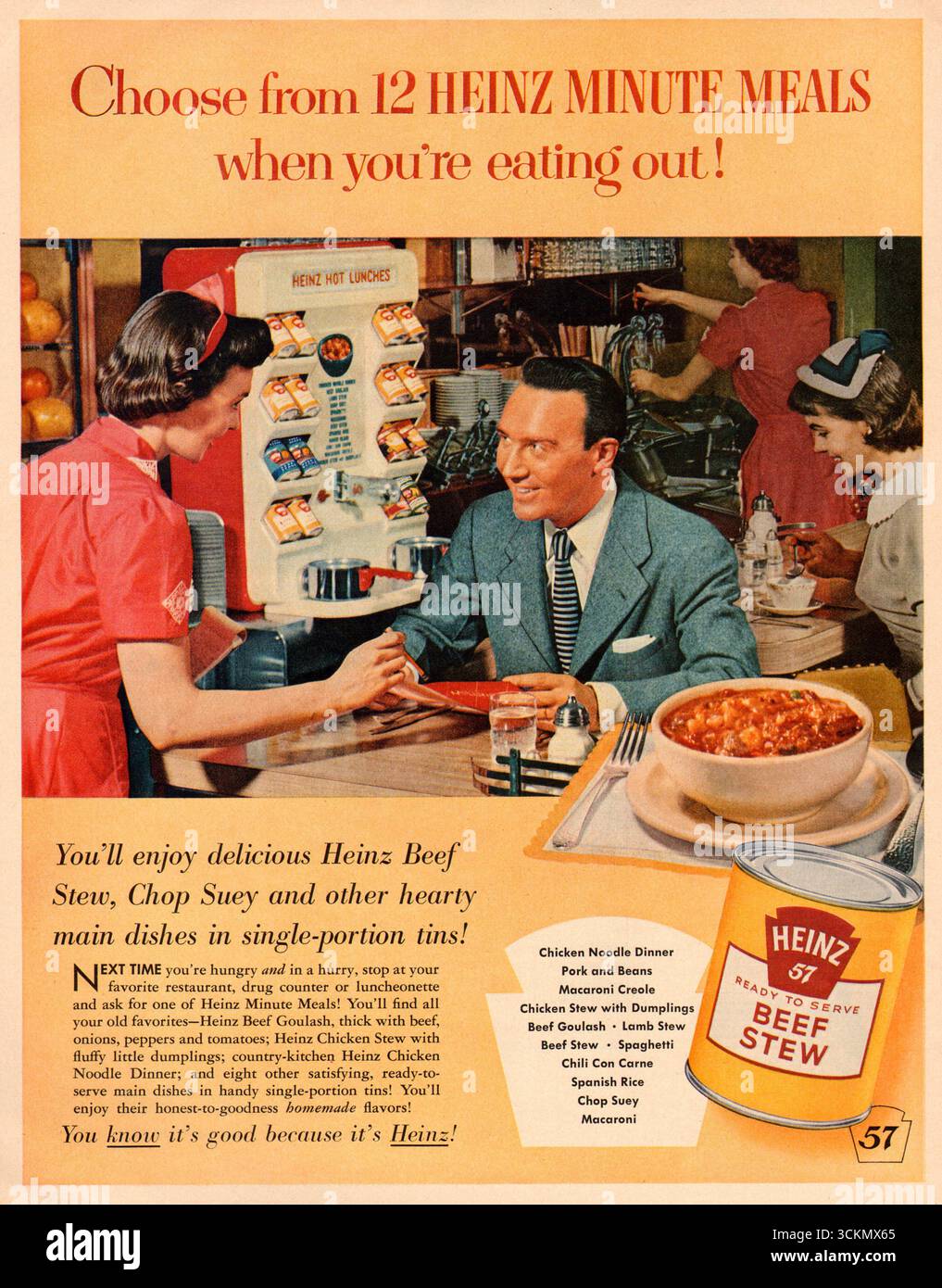 1955 Heinz Beef Stew pasti di minuto ad Foto Stock