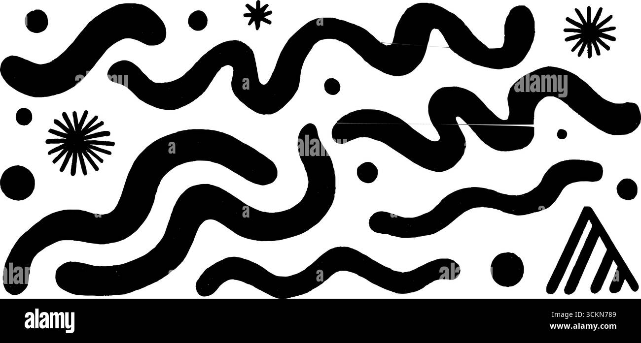 Curve audaci e motivi geometrici per stampe moderne. Illustrazione Vettoriale