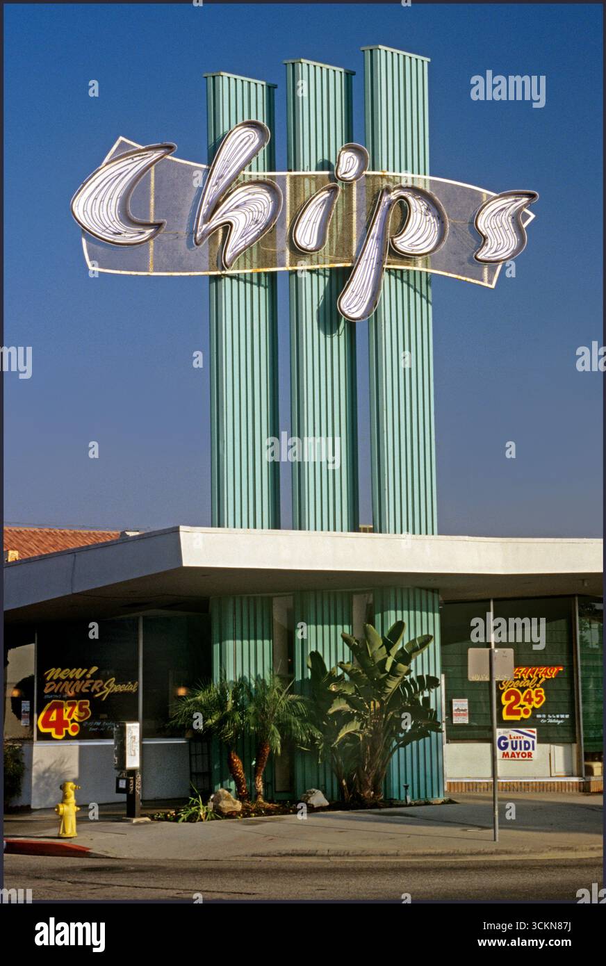 Il chips Coffee Shop è un esempio di architettura in stile Googie a Los Angeles, CALIFORNIA Foto Stock
