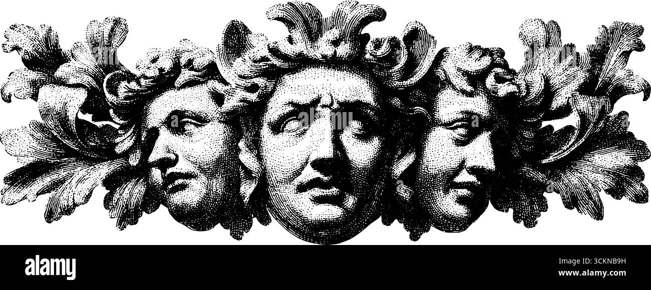 Facciata architettonica barocca con incisioni scultoree dettagliate per un design elegante. Illustrazione Vettoriale