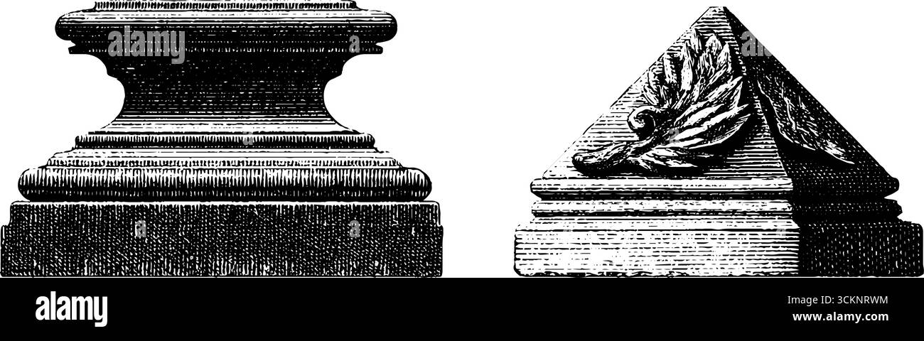 Elementi della villa romana incisi e dettagli architettonici della fontana per uso progettuale. Illustrazione Vettoriale