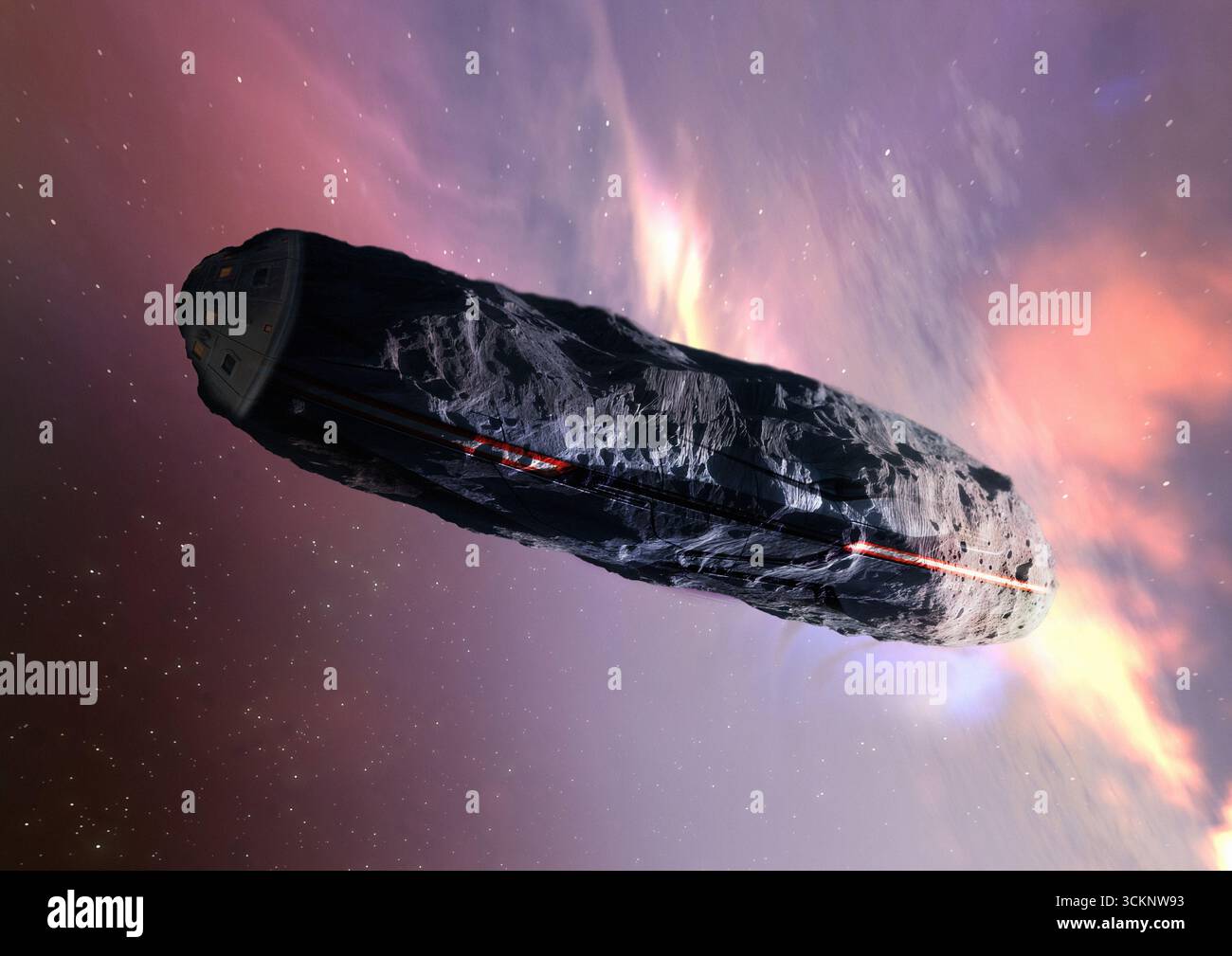 Illustrazione concettuale dell'asteroide 1I/2017 U1 ('Oumuamua) come astronave. Foto Stock