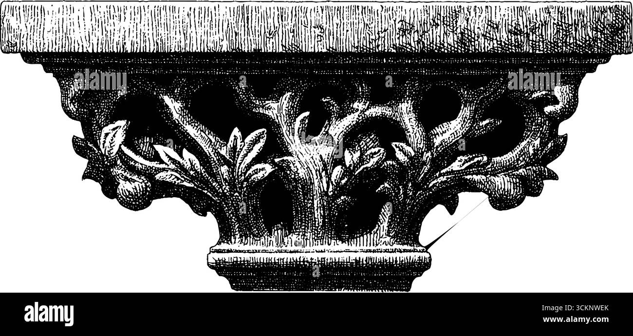 Illustrazione di frammenti di balcone in ceramica incisa per un design architettonico. Illustrazione Vettoriale