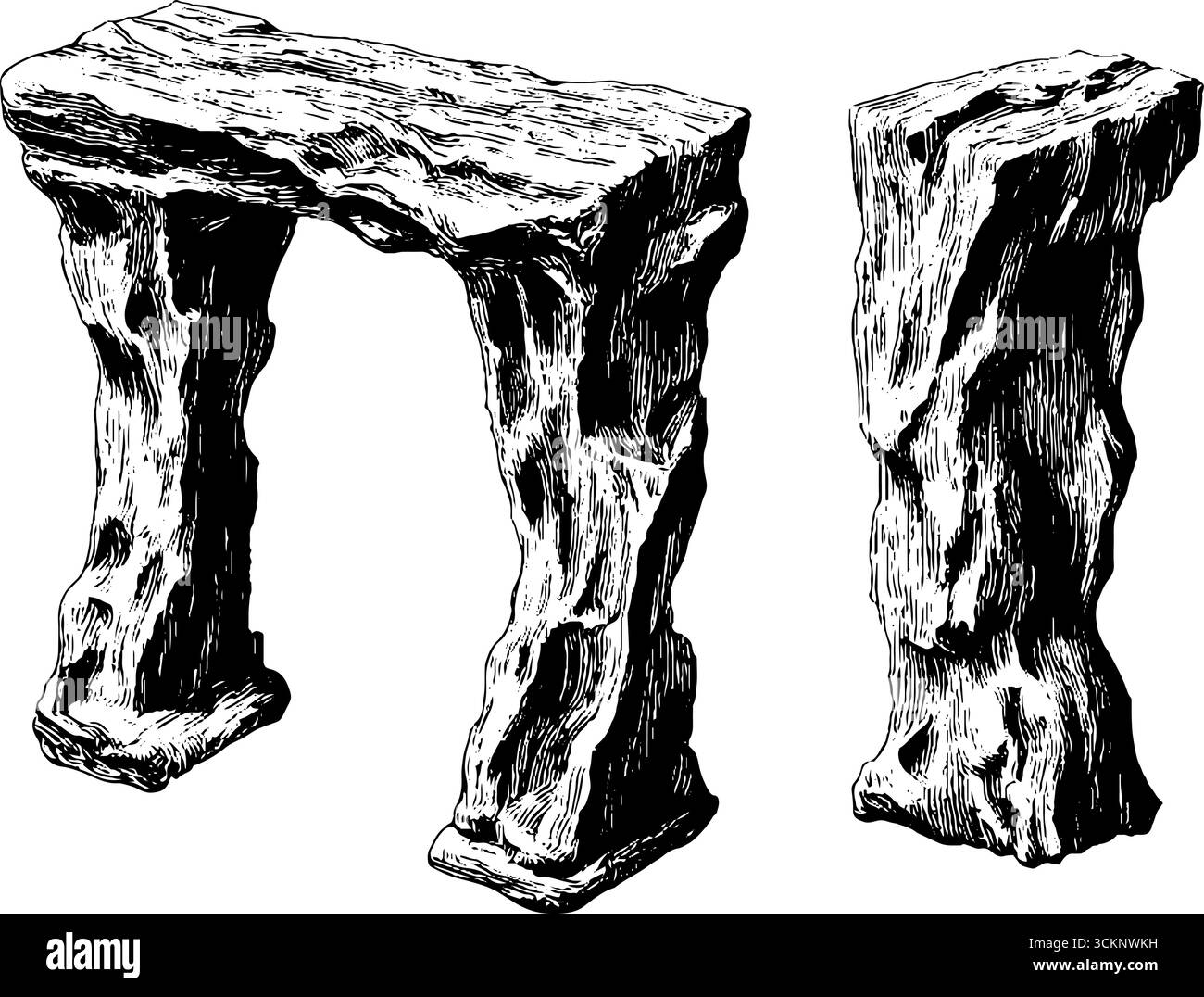 Set illustrativo inciso di schienali scultorei per design e decorazione. Illustrazione Vettoriale