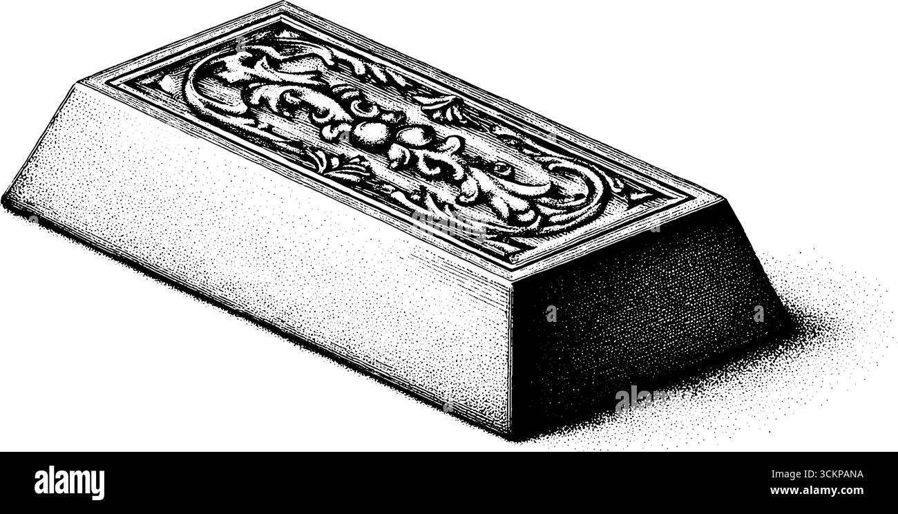 Barra dorata dettagliata con design intricato per concept finanziari e di investimento. Illustrazione Vettoriale