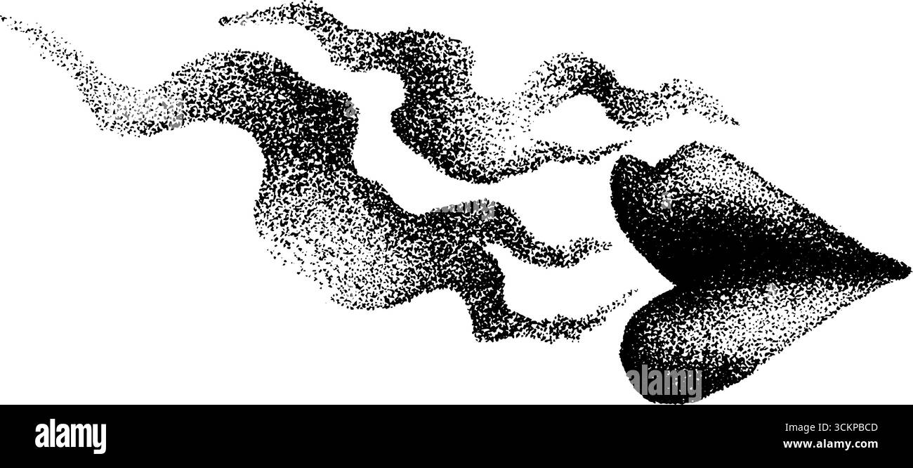 Intricato cuore d'inchiostro con design fumé art per progetti creativi. Illustrazione Vettoriale