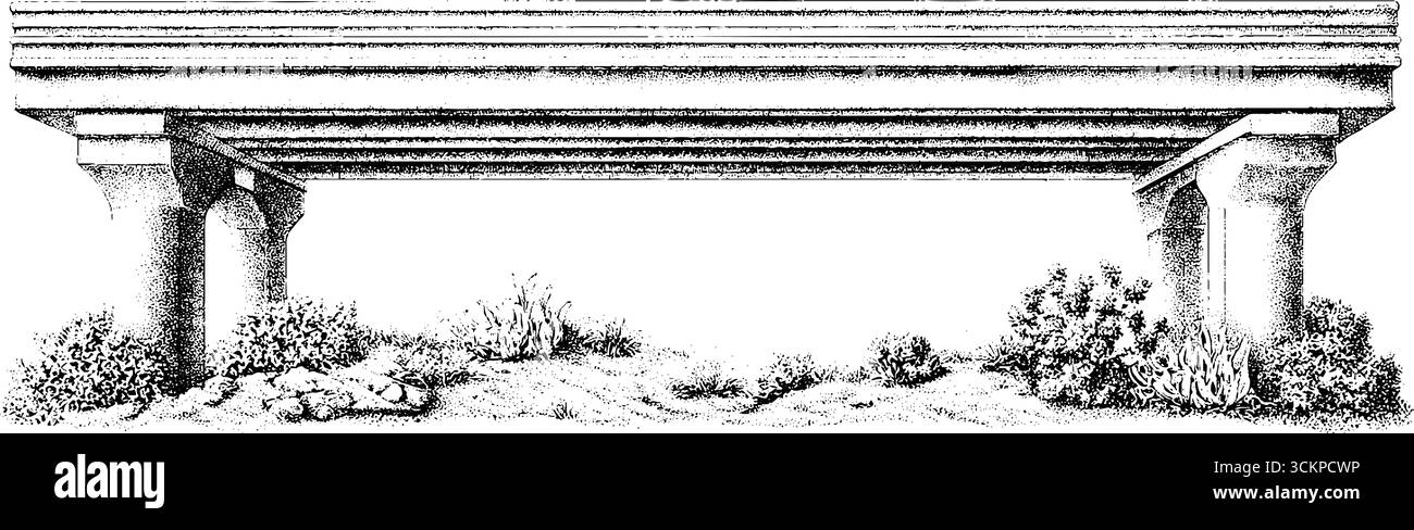 Design architettonico di travi in calcestruzzo precompresso e blocco minimalista monocromatico. Illustrazione Vettoriale
