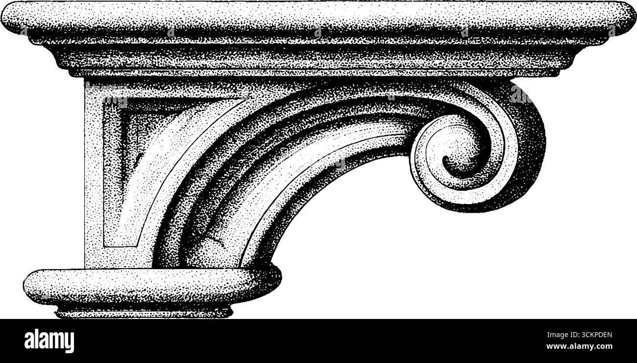 Gamba da giardino decorata in ghisa con dettagli a spirale per un arredamento all'aperto. Illustrazione Vettoriale