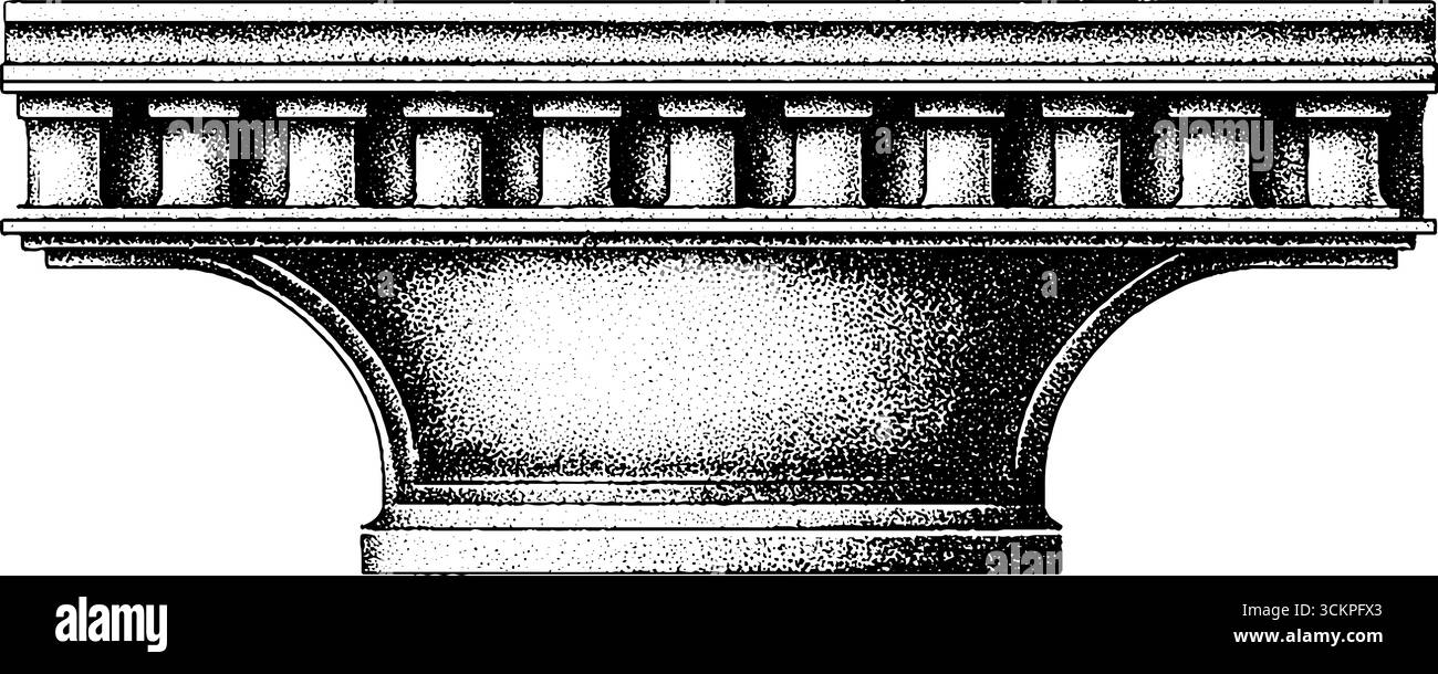 Design architettonico con travi in cemento precompresso e blocco minimalista. Illustrazione Vettoriale