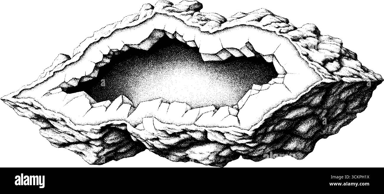 Fetta di geode lucida con interni in cristallo di ametista. Illustrazione Vettoriale