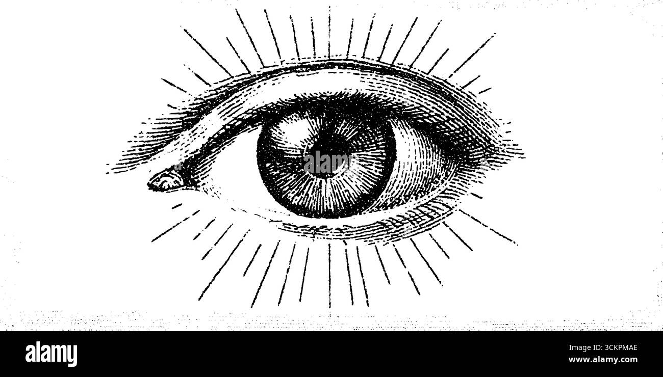 Occhio astratto con design a triangoli radianti per progetti artistici innovativi. Illustrazione Vettoriale