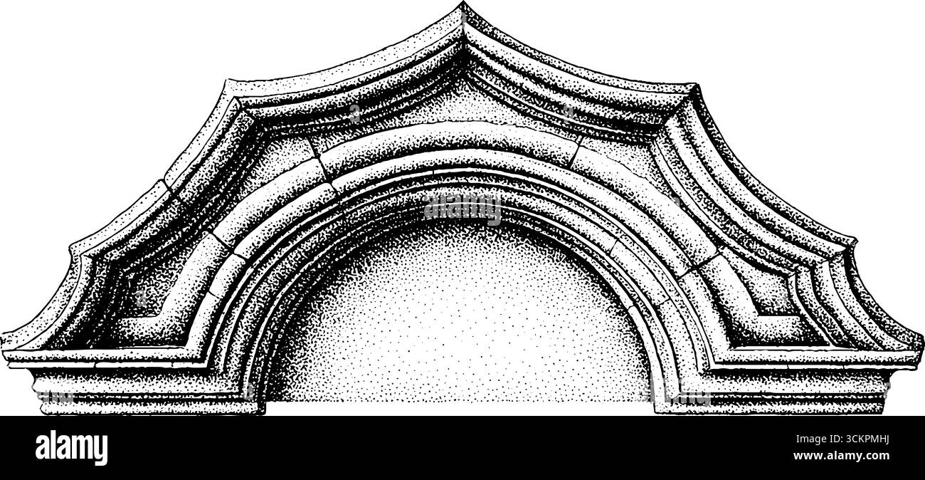 Dettagli architettonici della volta a terra e design della struttura a nervatura quadripartita. Illustrazione Vettoriale