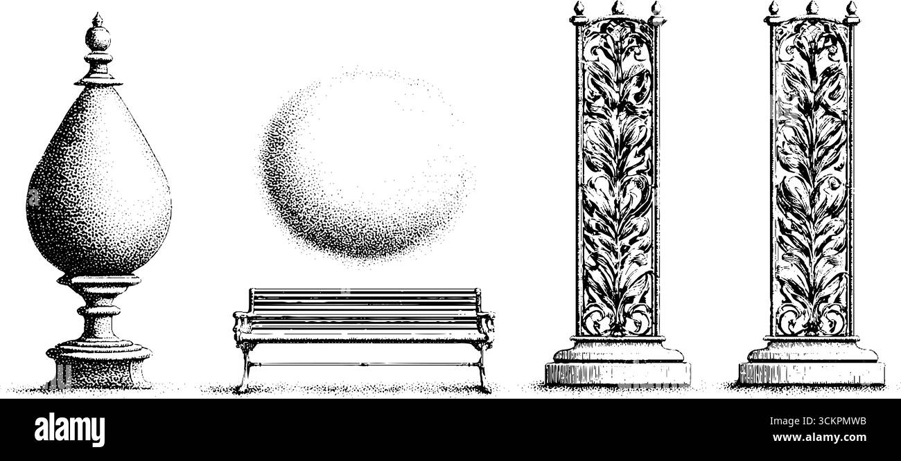 Intricate sculture di light art e motivi ornamentali dello schermo per un design creativo. Illustrazione Vettoriale