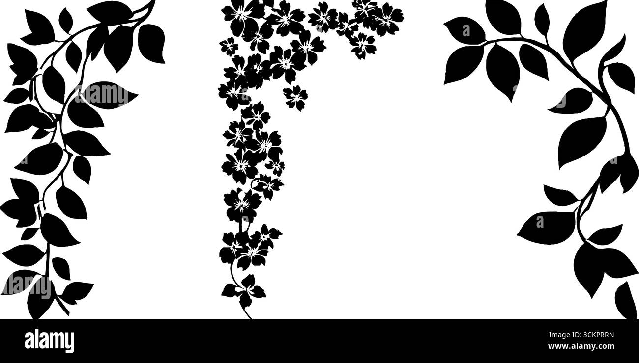 Eleganti montature a traliccio con archi floreali in vite e gialle in fiore per un design di design. Illustrazione Vettoriale