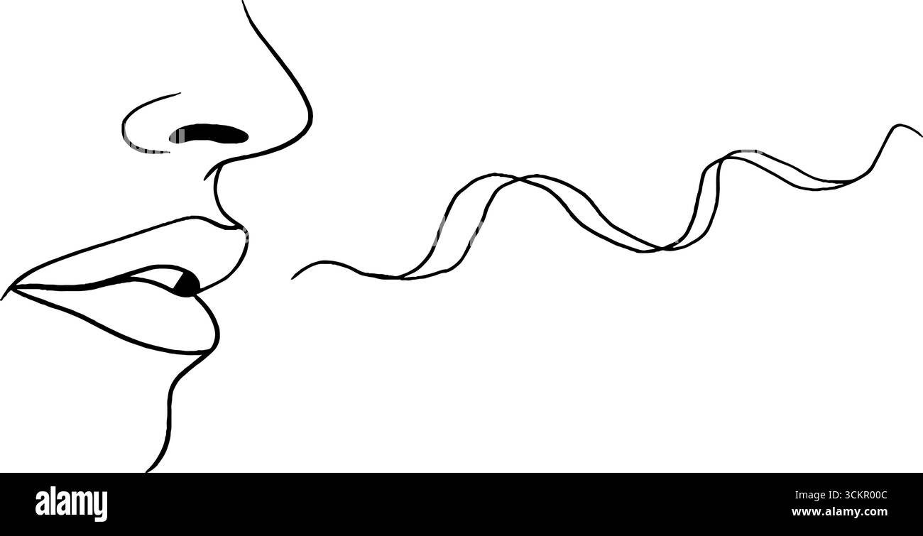 Linea minimalista art di viso e percorso di scoiattolo per un design contemporaneo. Illustrazione Vettoriale