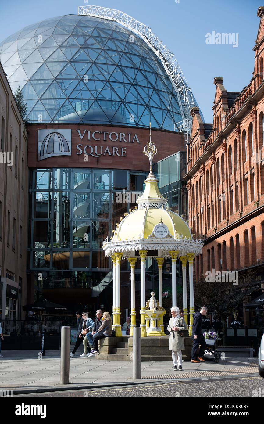 Belfast, Irlanda del Nord: Jaffe Memorial di fronte a Victoria Square a Belfast Foto Stock