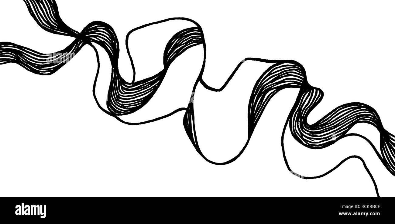 Grafica astratta di nastri tortuosi che creano pattern visivi dinamici. Illustrazione Vettoriale