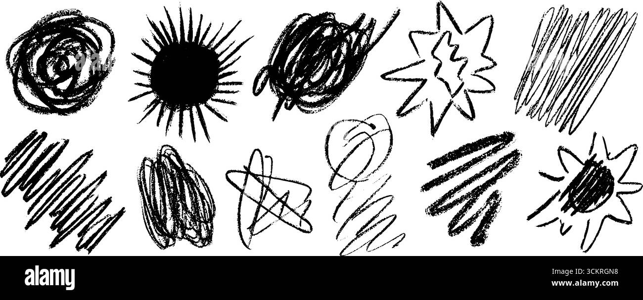Collezione astratta creativa di dodici forme esplosive disegnate a mano per progetti di design. Illustrazione Vettoriale Collezione astratta creativa di dodici forme esplosive disegnate a mano per progetti di design. Illustrazione Vettoriale