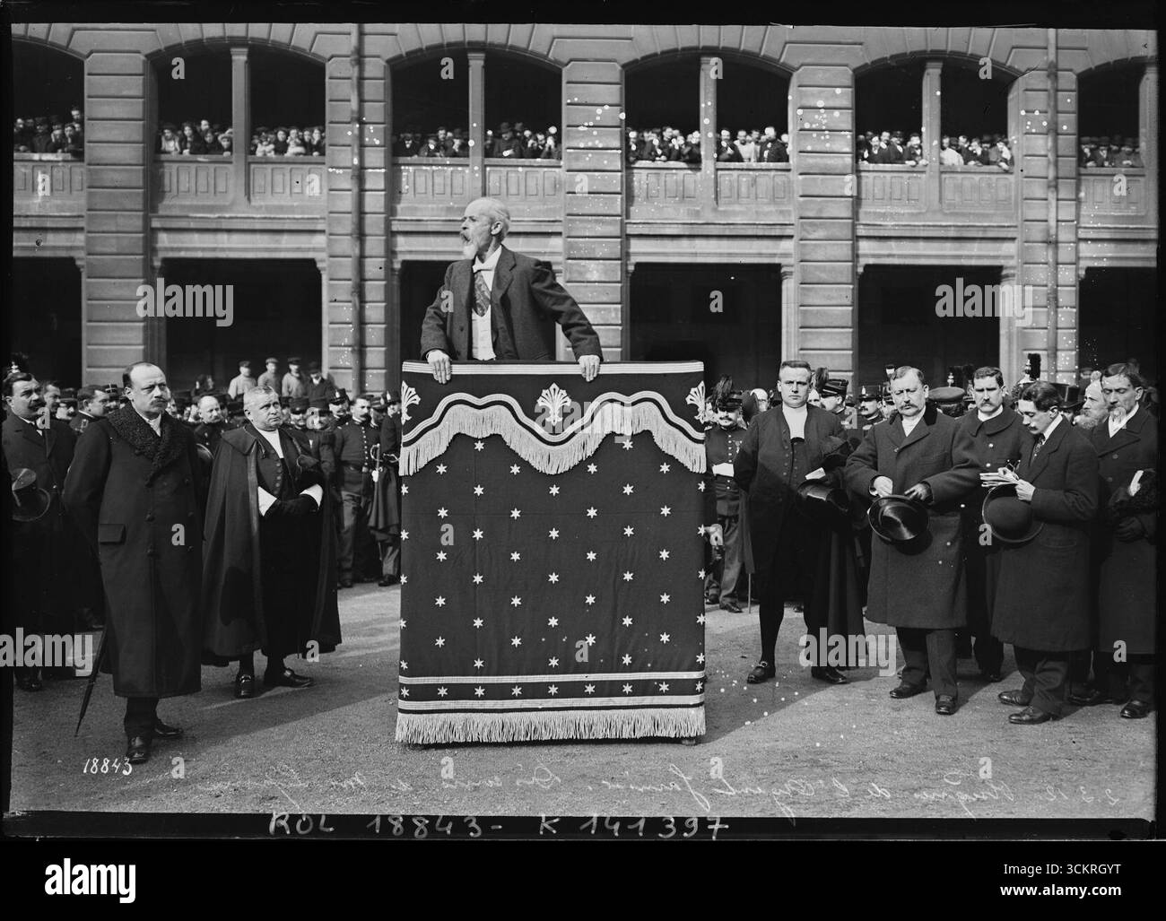 Obsèques de Francois Garnier - Discours de Louis Lépine. Foto Stock