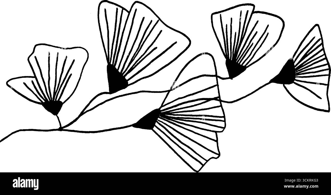 Design grafico grafico a esplosione floreale stilizzato per stampe e cartoline. Illustrazione Vettoriale