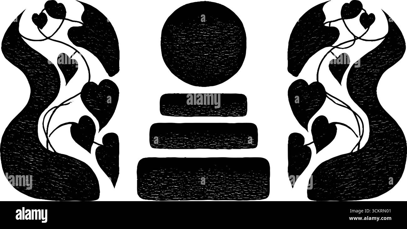 Lanterna astratta e design ivy con gradini in pietra per stampe creative. Illustrazione Vettoriale