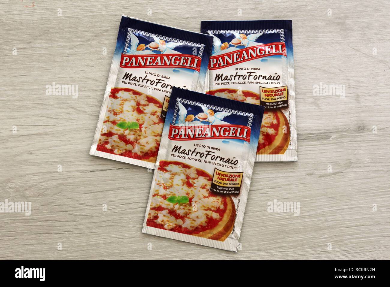 Lievito di birra in polvere Paneangeli per pizza, focaccia, pane e dessert, marchio italiano Cameo S.p.A. Foto Stock