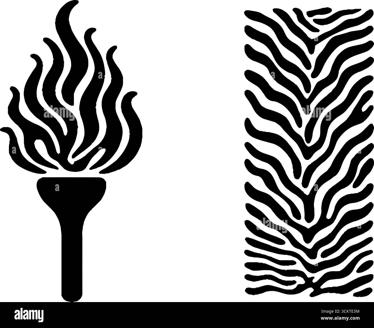 Scudo in bronzo e fiamma torcia con elementi di design della colonna per uso decorativo. Illustrazione Vettoriale