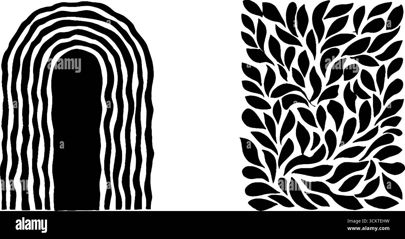 Elegante nicchia cariatide e tempio con design a corona di ulivo per motivi architettonici. Illustrazione Vettoriale