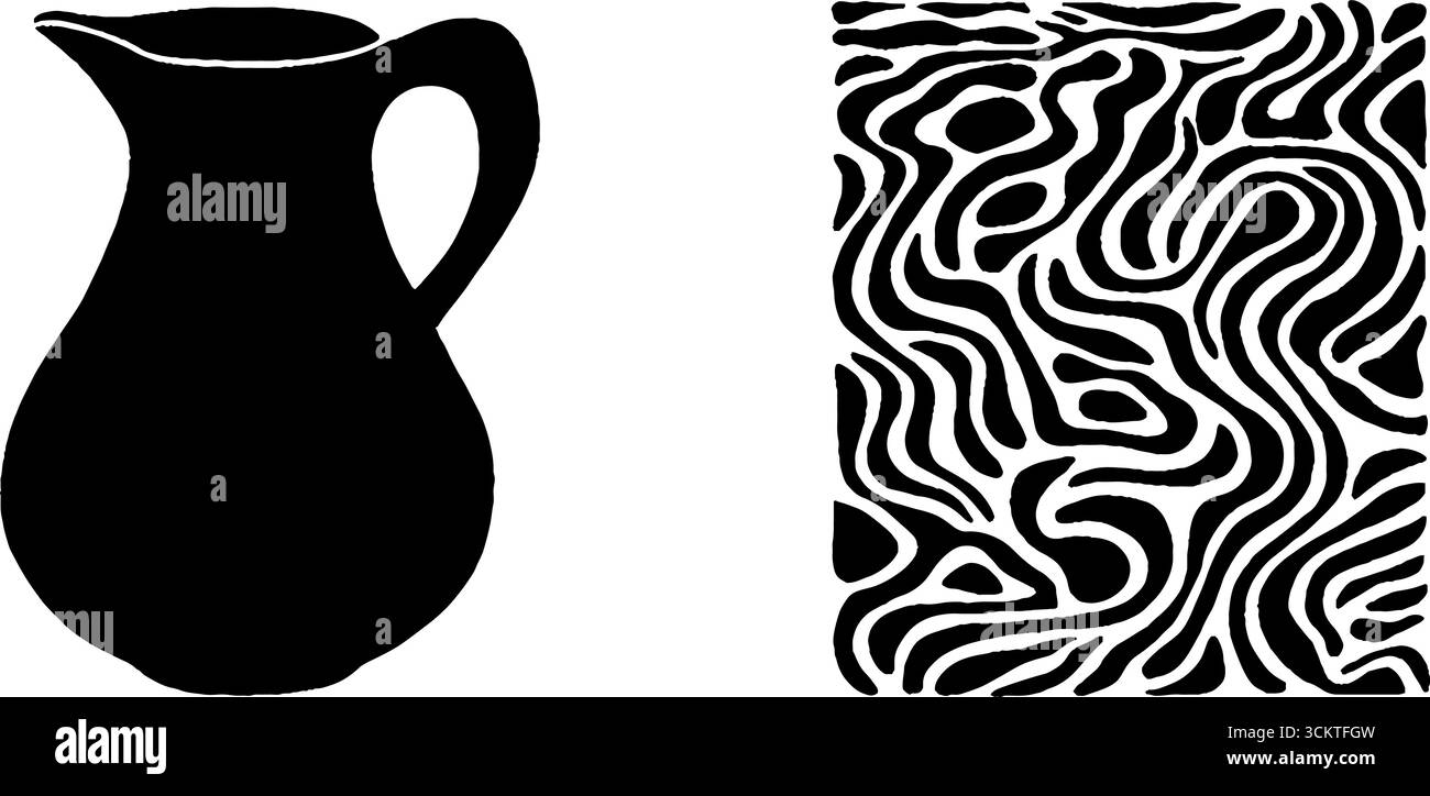 Elegante caraffa in argilla con albicocche e un design artistico in tovaglia per arredare la casa. Illustrazione Vettoriale