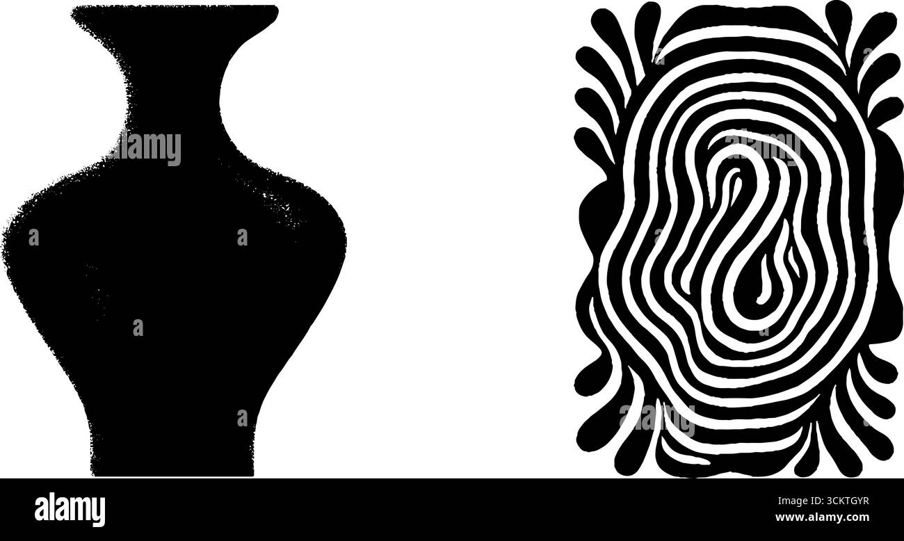 Amfora artistica in argilla e motivo a spirale con design a punta di moneta. Illustrazione Vettoriale