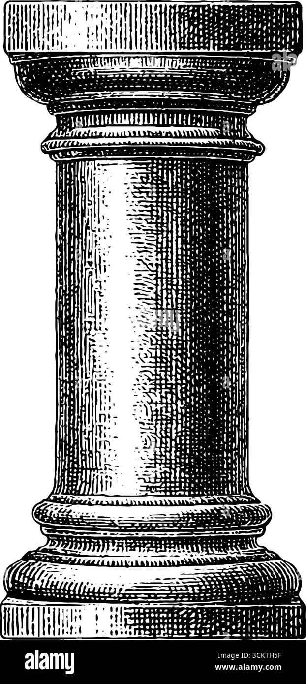 Design decorativo pilaster vintage in stile incisione per ispirazione architettonica. Illustrazione Vettoriale