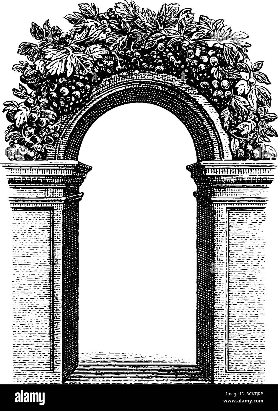 Arco vintage con bordo in filigrana per un design decorativo. Illustrazione Vettoriale