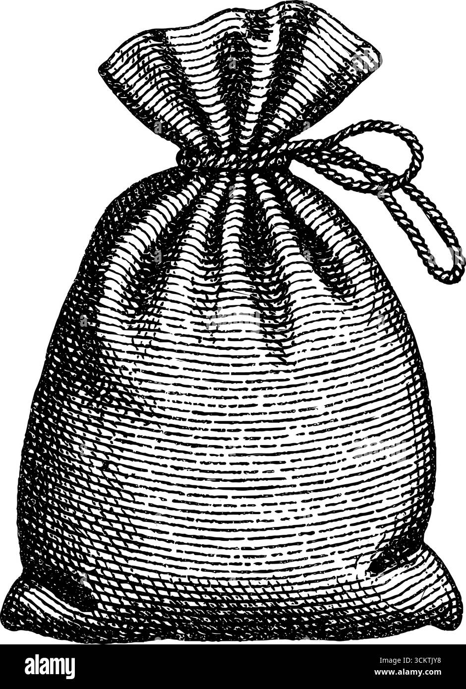 Sacchetto per pane in tessuto vintage con incisione per un arredo rustico e un'estetica raffinata. Illustrazione Vettoriale