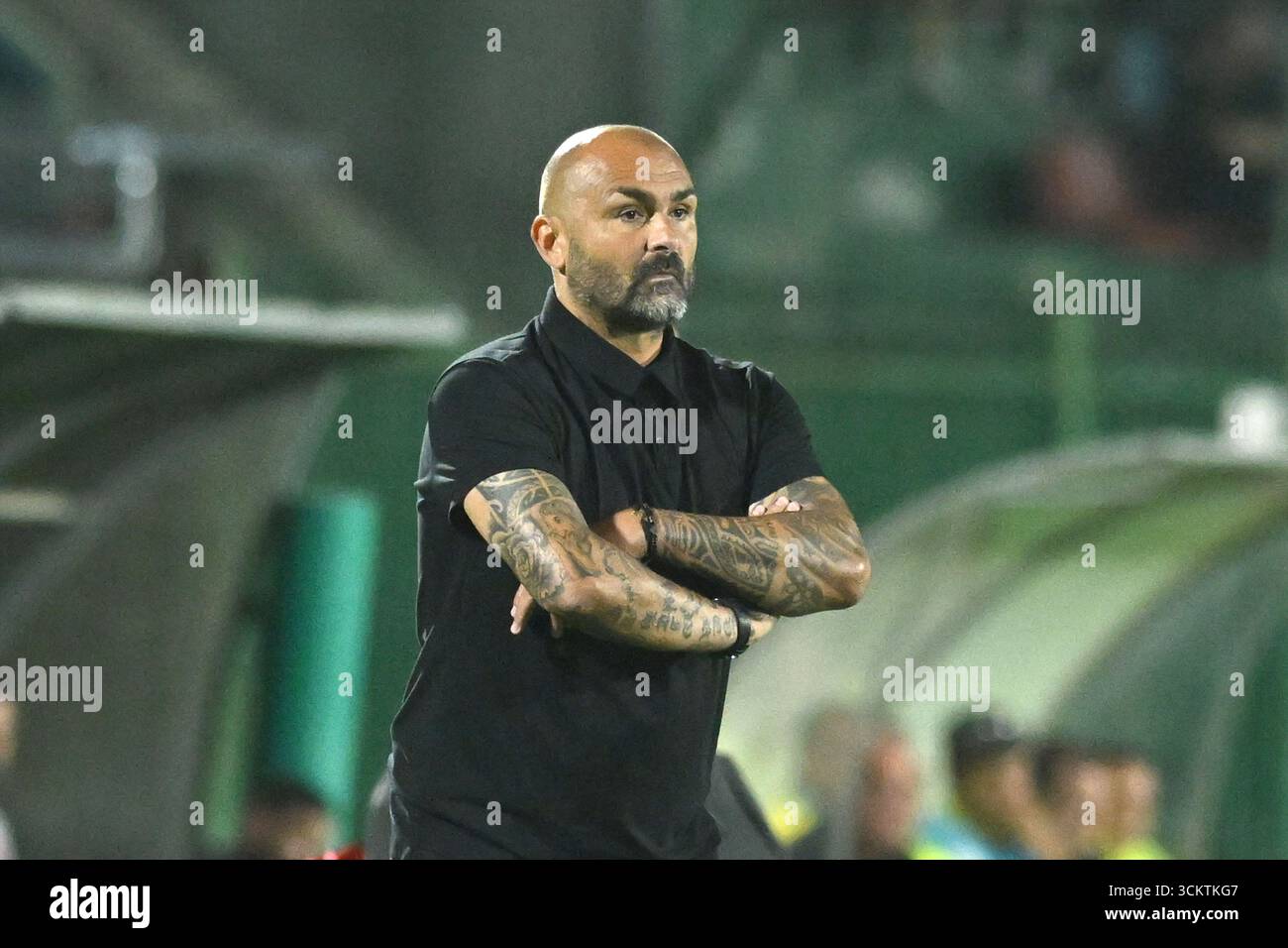Salerno, Italia. 12 settembre 2025. Adriano Lombardi coack di US Avellino 1912 sguardi durante la BKT di serie B tra US Avellino1912 vs AC Monza allo Stadio Partenio il 12 settembre 2025 ad Avellino, italia (Credit Image: © Agostino Gemito/Pacific Press via ZUMA Press Wire) SOLO USO EDITORIALE! Non per USO commerciale! Foto Stock