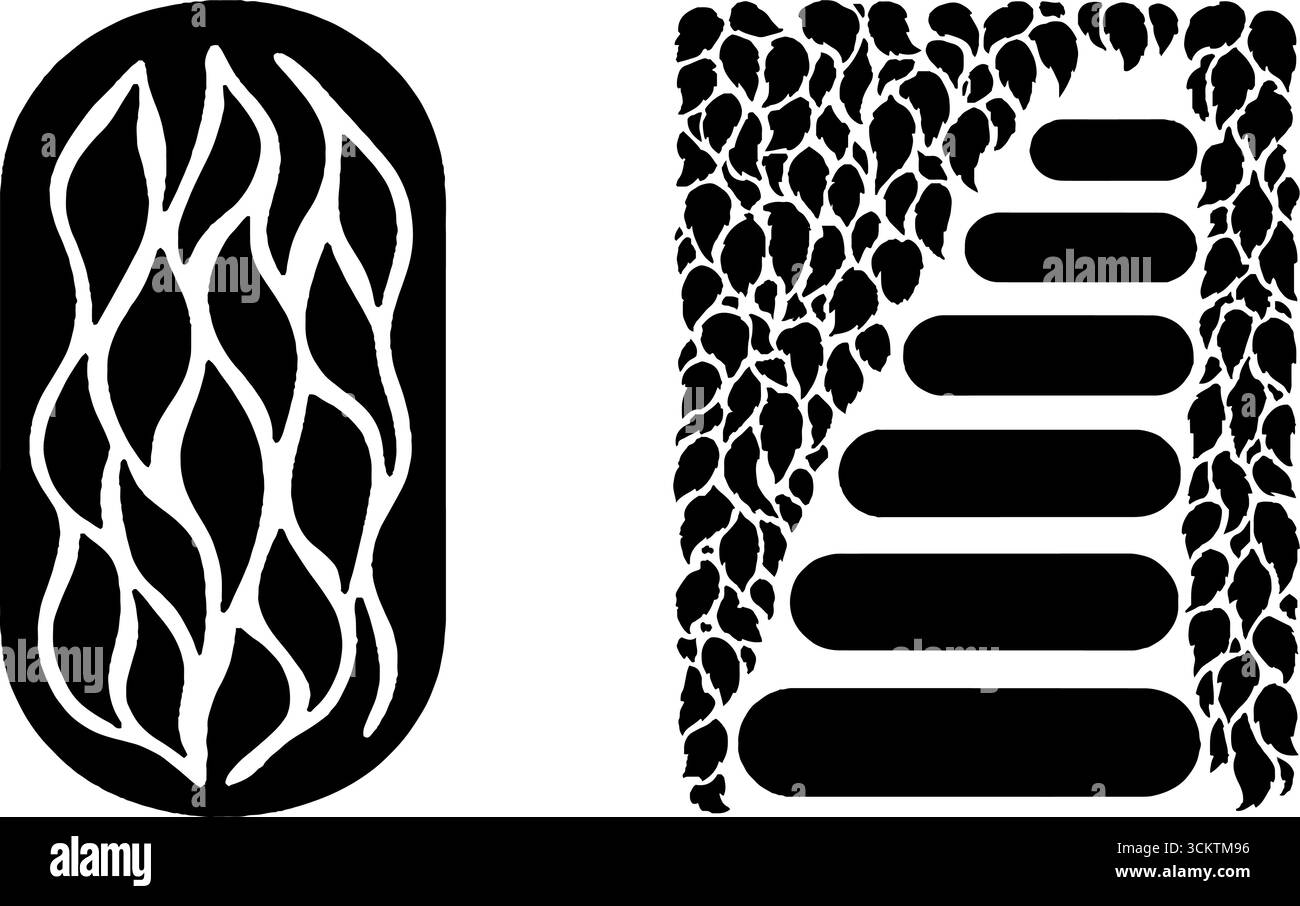 Disegni a Lanterna e foglie di edera con gradini in pietra per la decorazione degli interni. Illustrazione Vettoriale